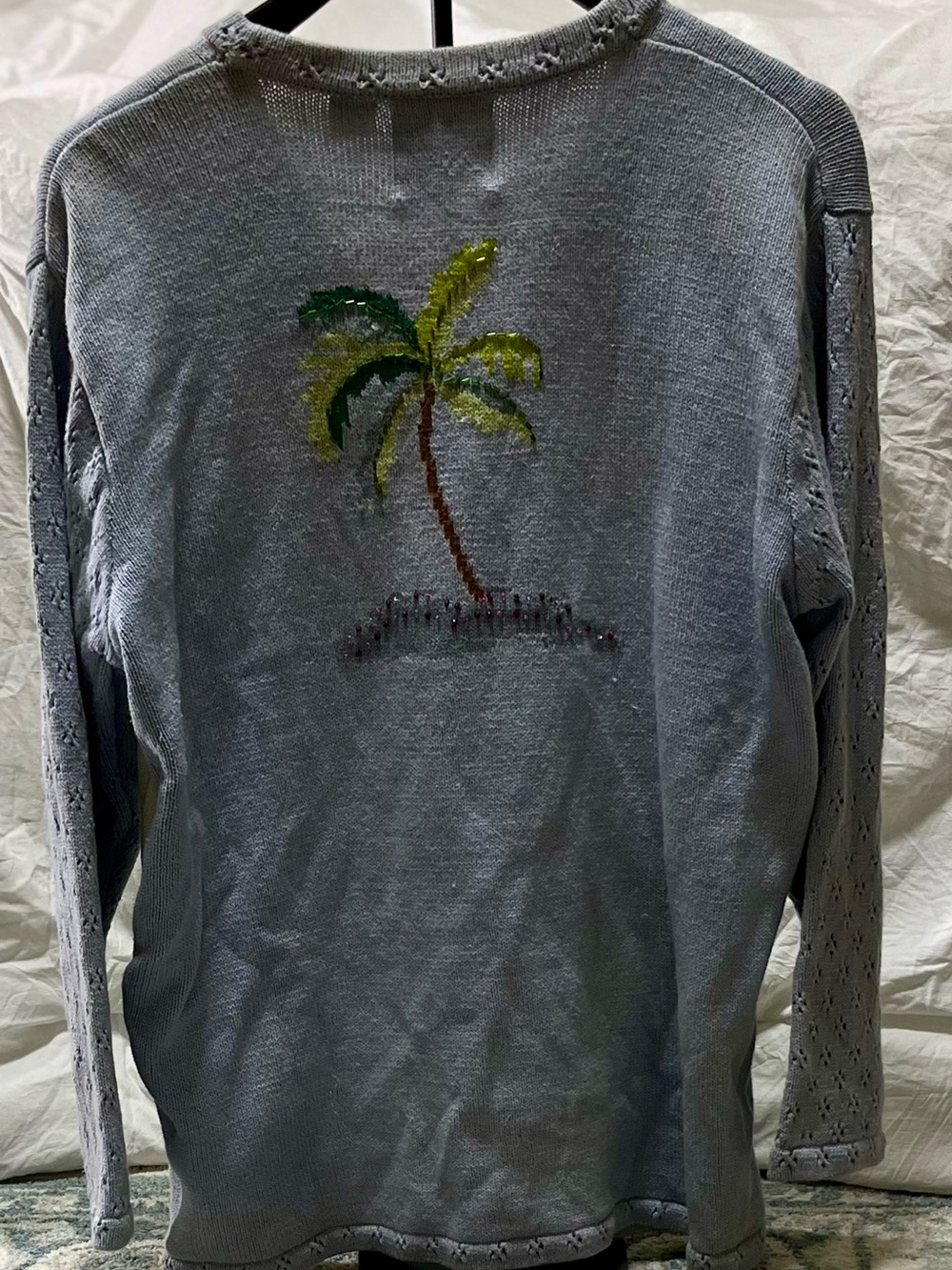VTG/Y2K/90s Storybook Knits For HSN Beaded | SZ 1X | Rare!! Theme:Vacation Spa🌴 - Picture 3 of 16